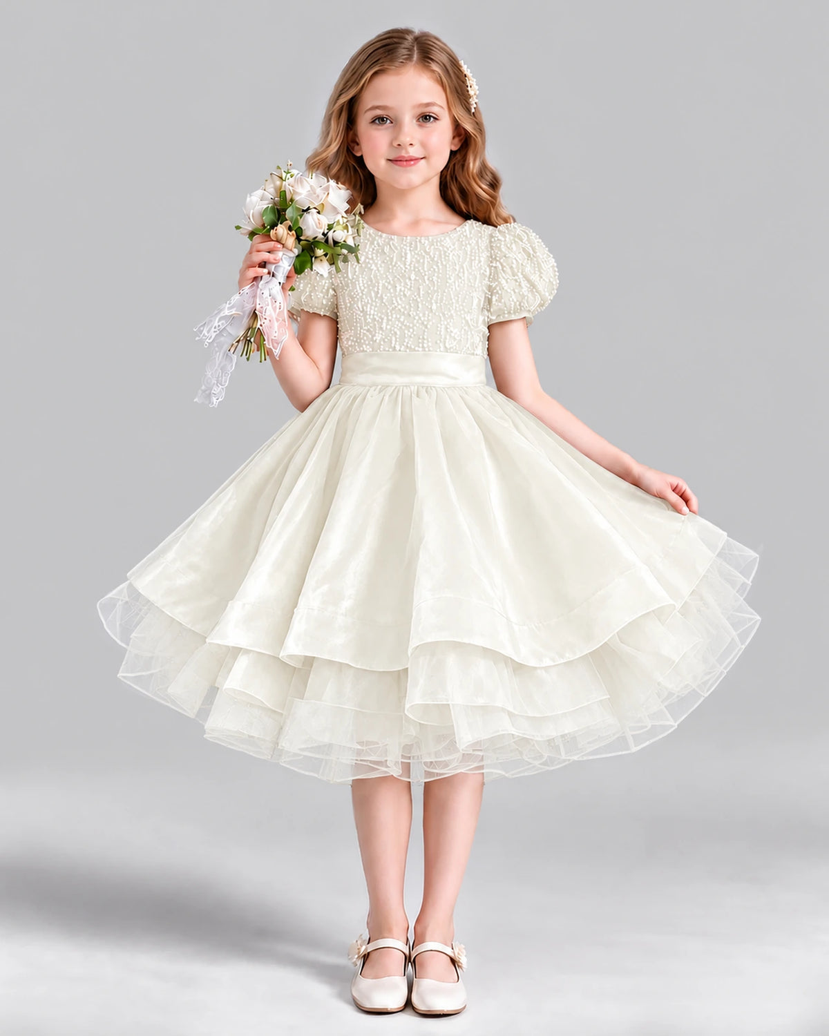 Ivory Ball Gown Girls Formal Dress Front