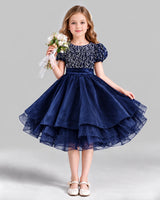 Navy Blue Ball Gown Girls Formal Dress Front