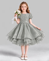 Silver Ball Gown Girls Formal Dress Front
