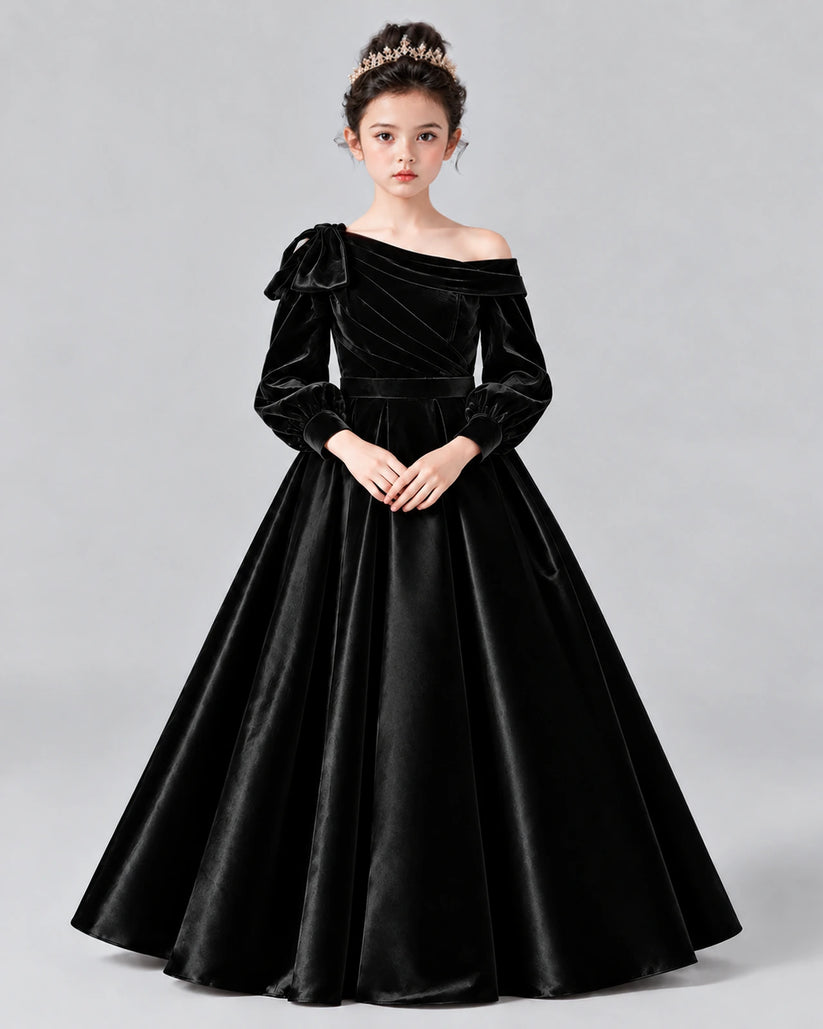 Black Ball Gown Girls Formal Dress Front