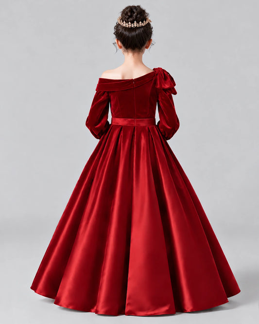 Burgundy Ball Gown Girls Formal Dress Back [Shared]