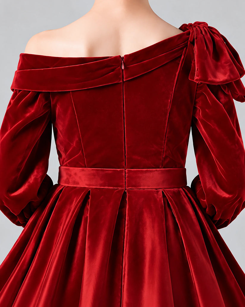 Burgundy Ball Gown Girls Formal Dress Back_Detail [Shared]