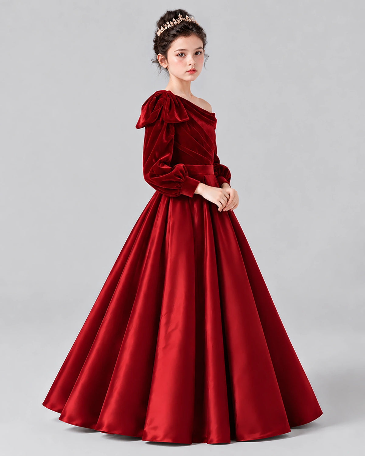 Burgundy Ball Gown Girls Formal Dress Side [Shared]