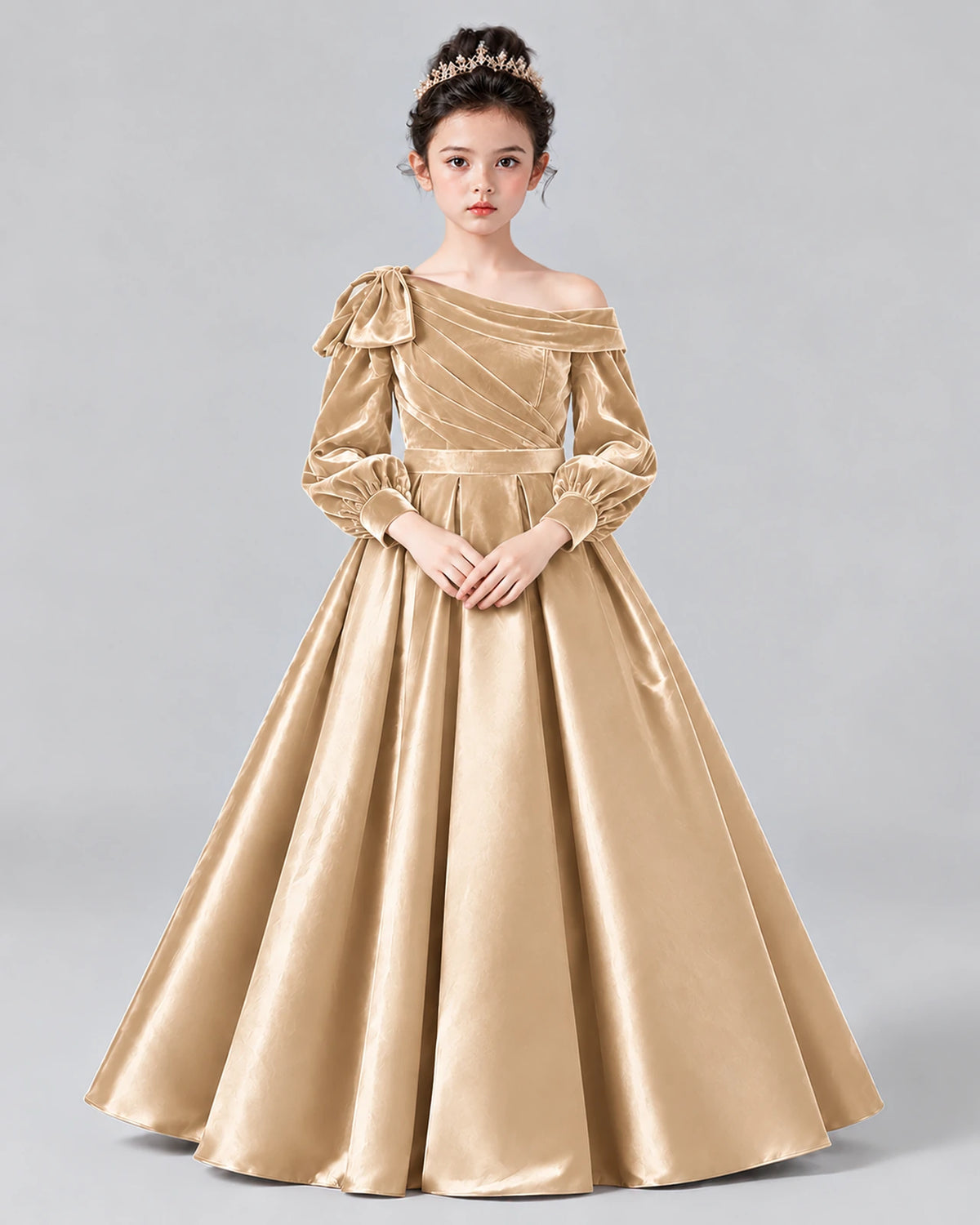 Champagne Ball Gown Girls Formal Dress Front