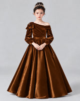 Chocolate Ball Gown Girls Formal Dress Front
