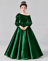 Dark Green Ball Gown Girls Formal Dress Front