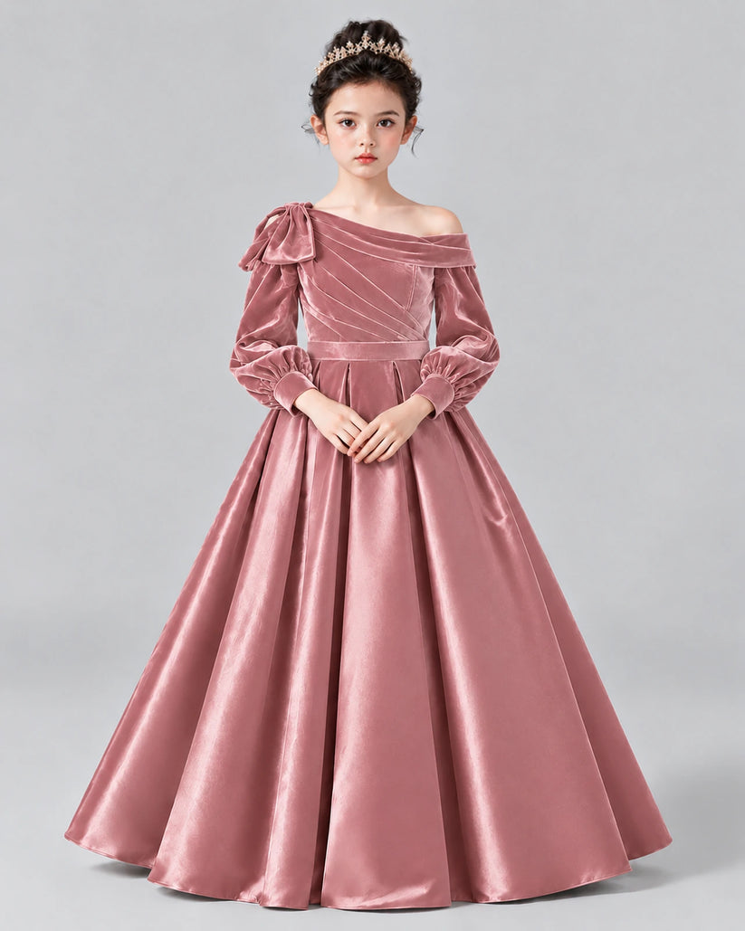 Dusty Rose Ball Gown Girls Formal Dress Front