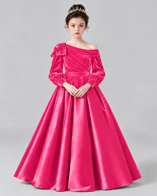 Hot Pink Ball Gown Girls Formal Dress Front