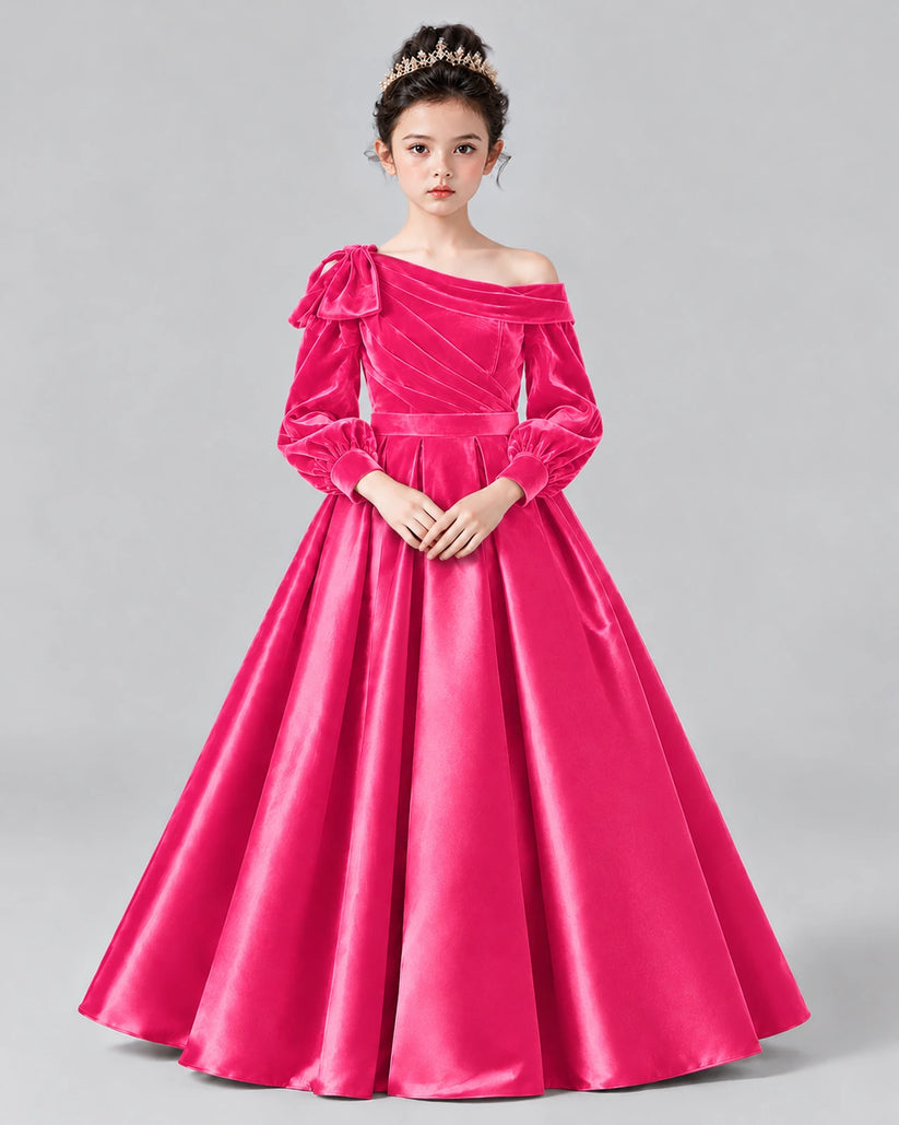 Hot Pink Ball Gown Girls Formal Dress Front