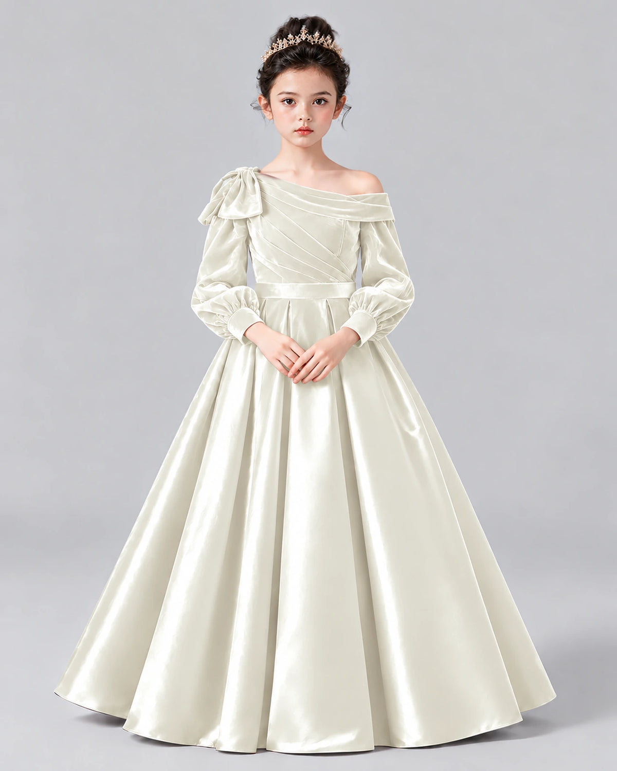 Ivory Ball Gown Girls Formal Dress Front