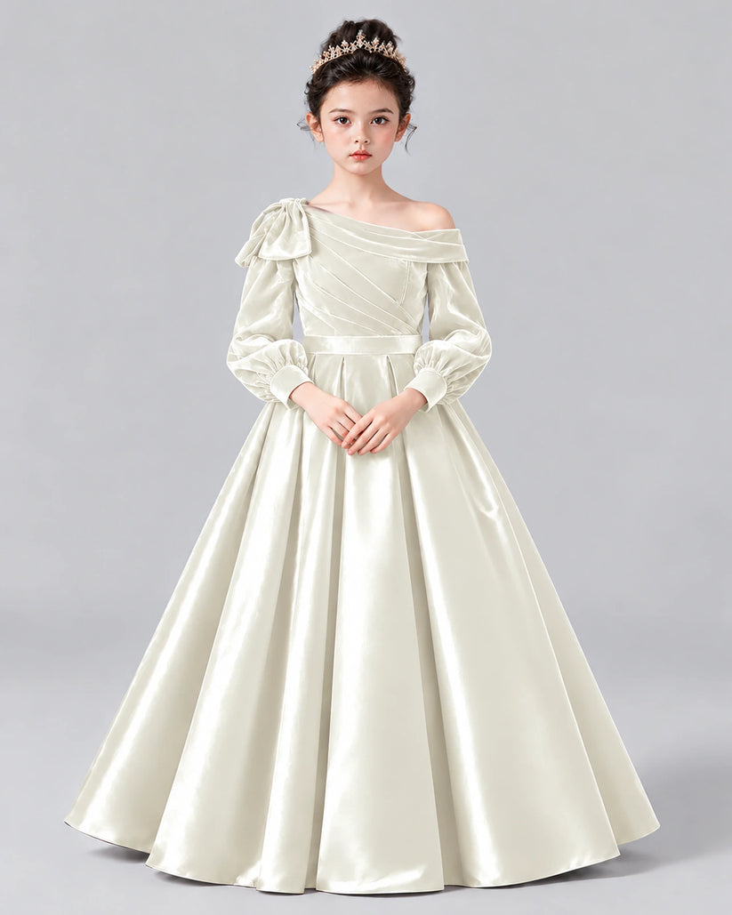 Ivory Ball Gown Girls Formal Dress Front
