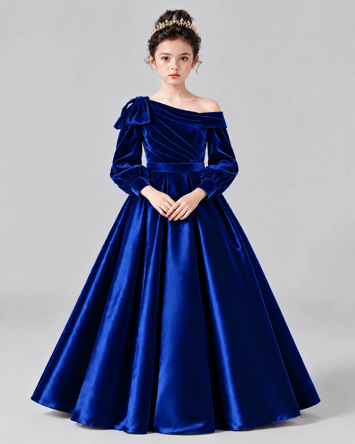 Navy Blue Ball Gown Girls Formal Dress Front