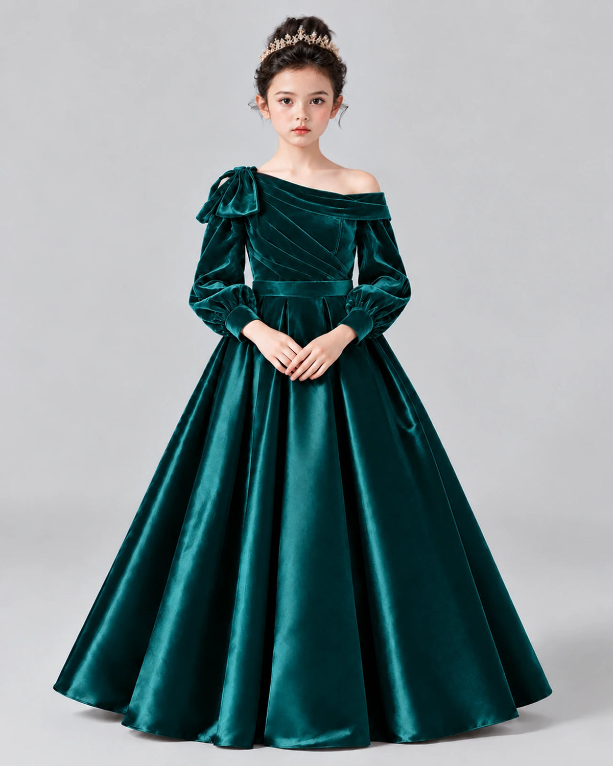 Peacock Ball Gown Girls Formal Dress Front