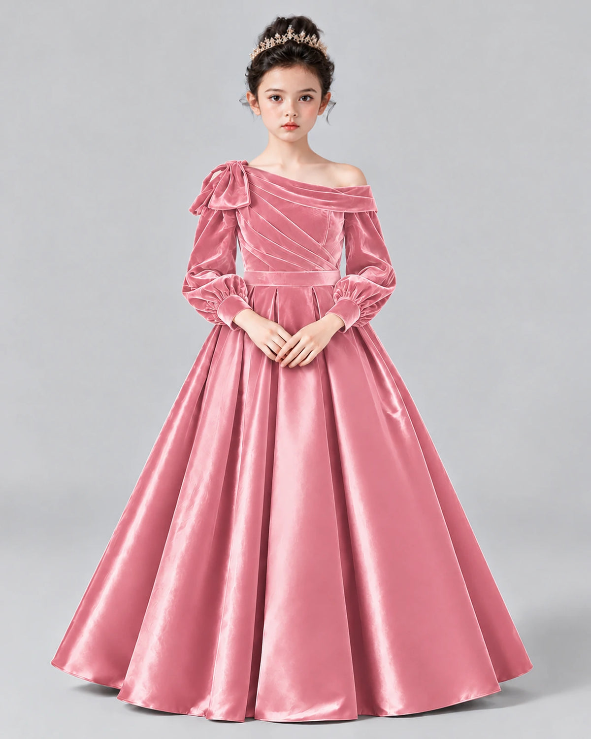 Pink Ball Gown Girls Formal Dress Front