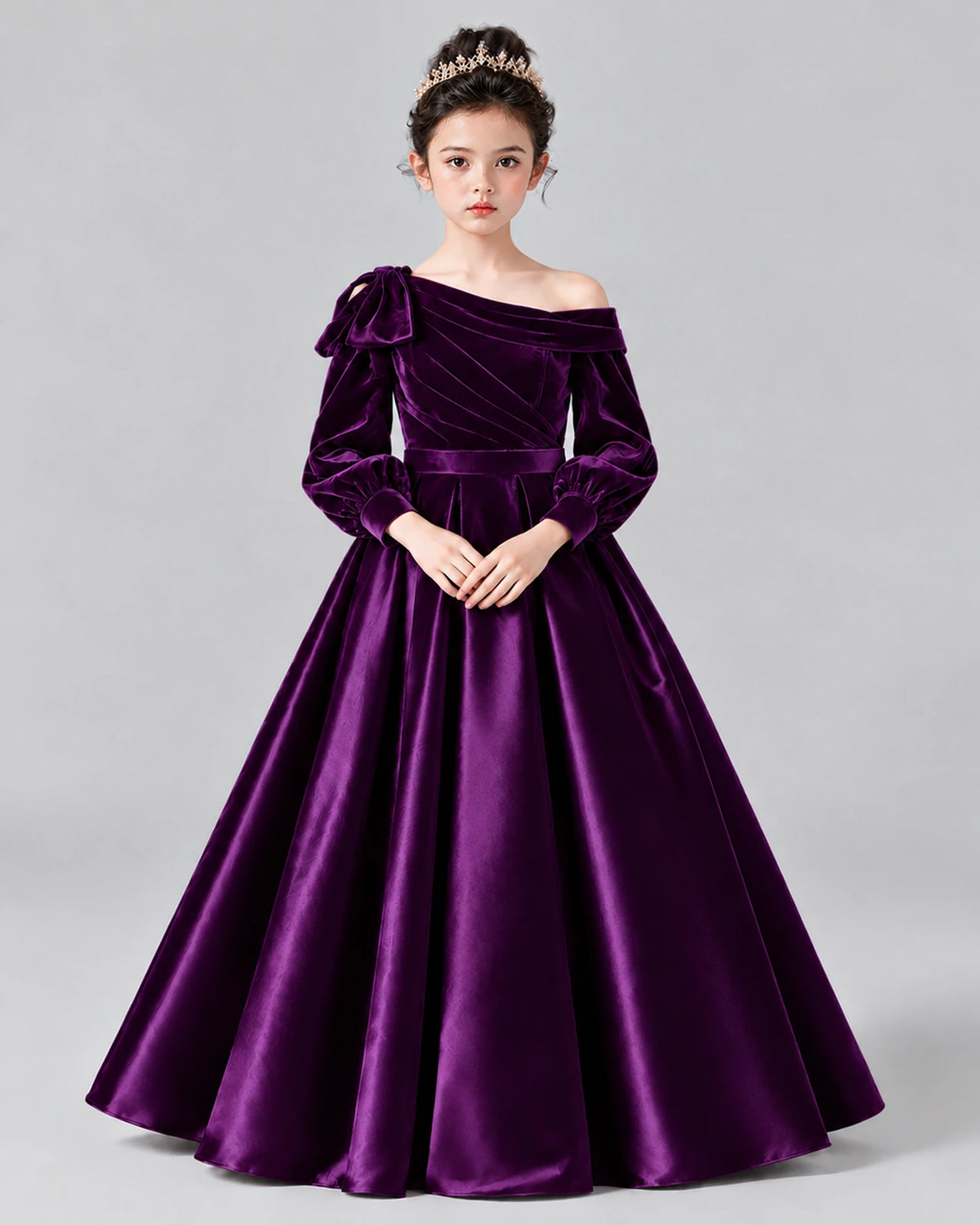 Purple Ball Gown Girls Formal Dress Front