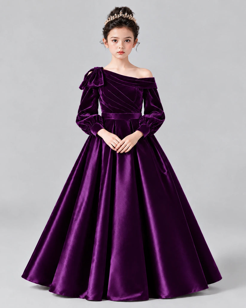 Purple Ball Gown Girls Formal Dress Front