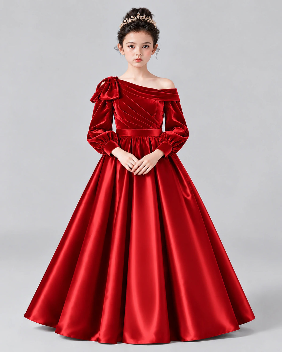 Red Ball Gown Girls Formal Dress Front