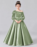 Sage Green Ball Gown Girls Formal Dress Front