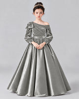 Silver Ball Gown Girls Formal Dress Front