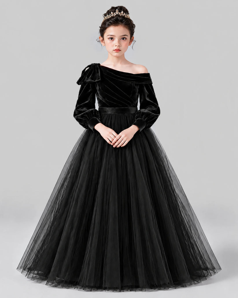 Black Ball Gown Girls Formal Dress Front