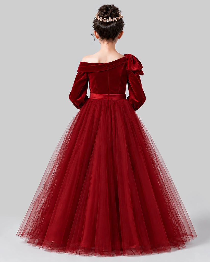 Burgundy Ball Gown Girls Formal Dress Back [Shared]