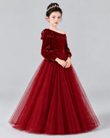 Burgundy Ball Gown Girls Formal Dress Side [Shared]