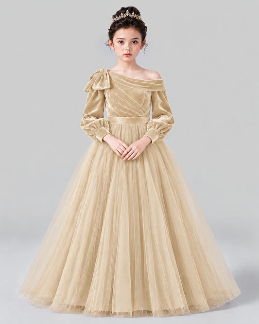 Champagne Ball Gown Girls Formal Dress Front