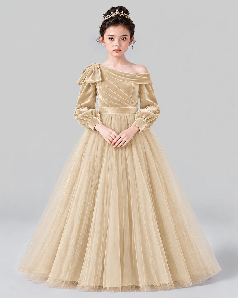 Champagne Ball Gown Girls Formal Dress Front