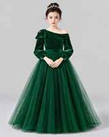 Dark Green Ball Gown Girls Formal Dress Front
