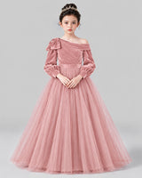 Dusty Rose Ball Gown Girls Formal Dress Front