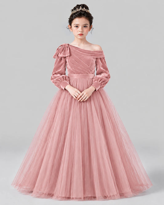 Dusty Rose Ball Gown Girls Formal Dress Front