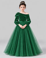 Emerald Green Ball Gown Girls Formal Dress Front