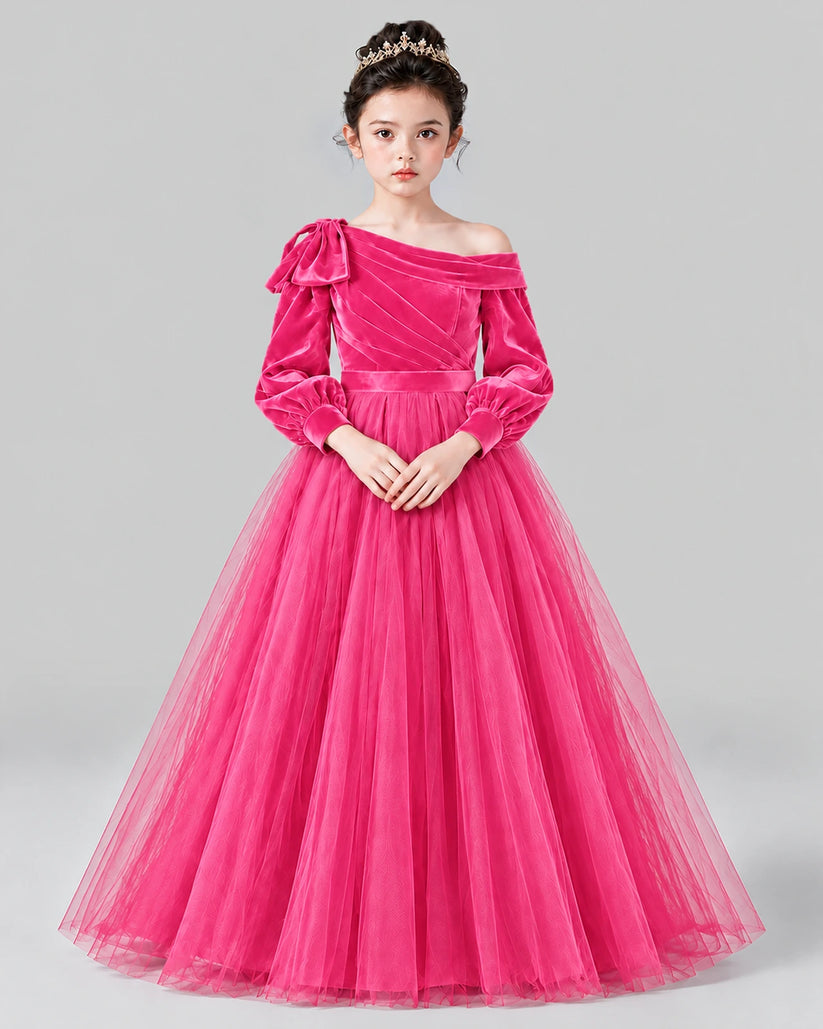 Hot Pink Ball Gown Girls Formal Dress Front