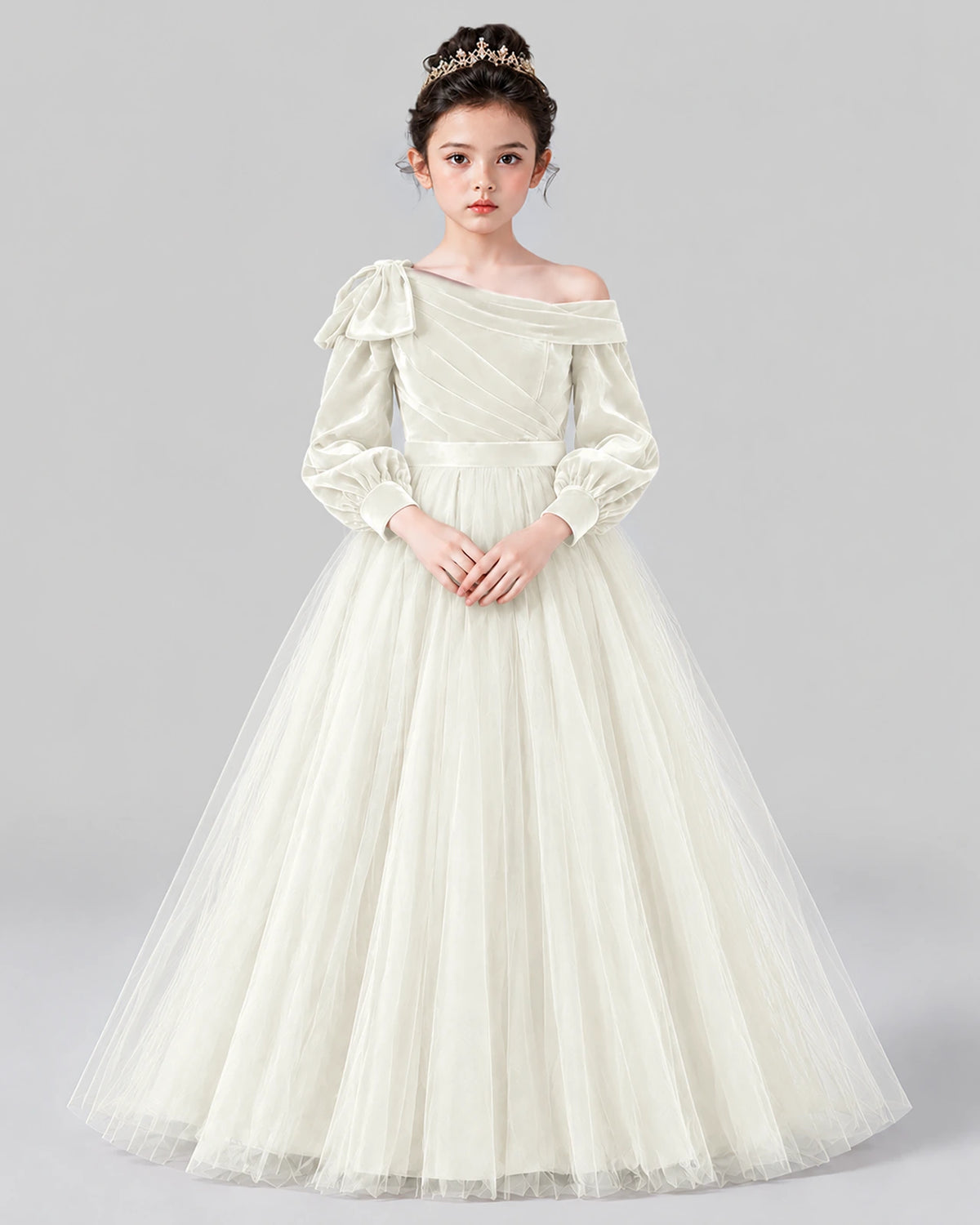Ivory Ball Gown Girls Formal Dress Front