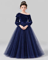 Navy Blue Ball Gown Girls Formal Dress Front