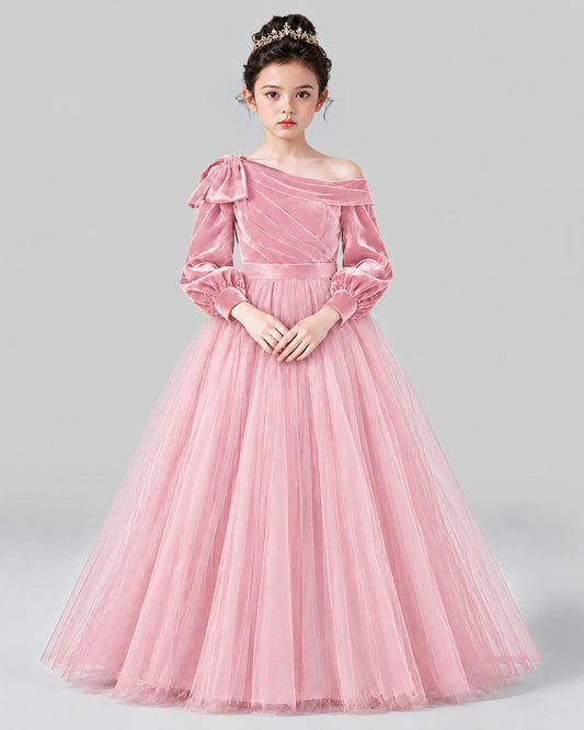 Pink Ball Gown Girls Formal Dress Front