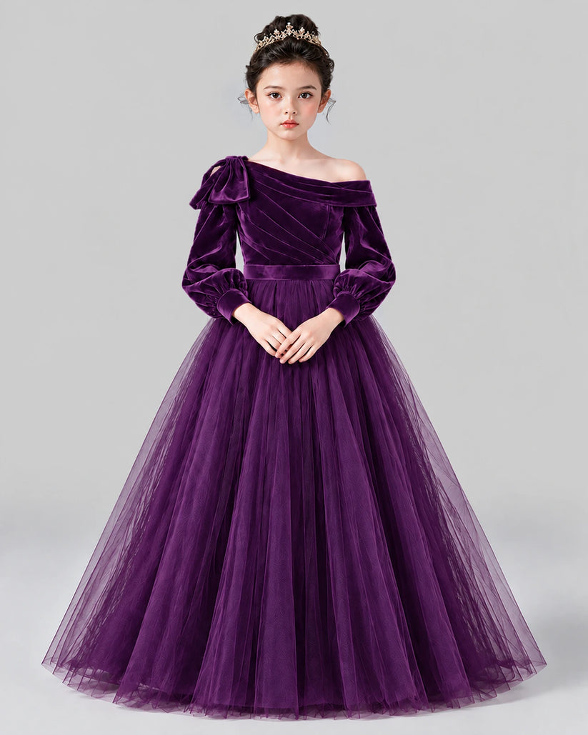 Purple Ball Gown Girls Formal Dress Front