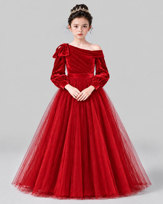 Red Ball Gown Girls Formal Dress Front