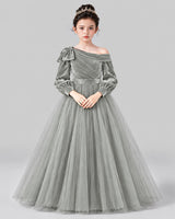 Silver Ball Gown Girls Formal Dress Front