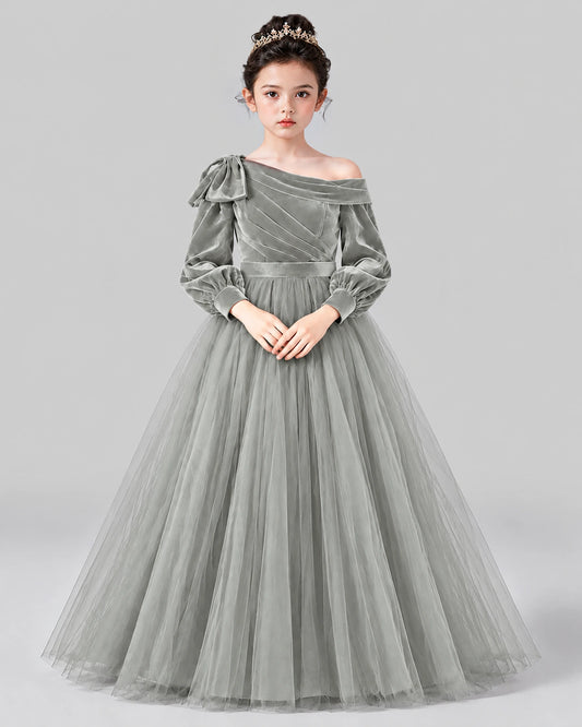 Silver Ball Gown Girls Formal Dress Front