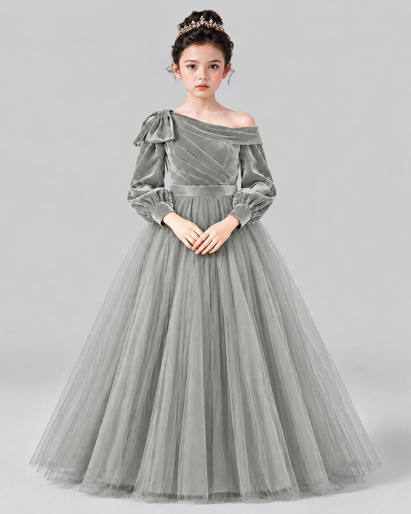 Silver Ball Gown Girls Formal Dress Front