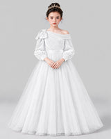 White Ball Gown Girls Formal Dress Front