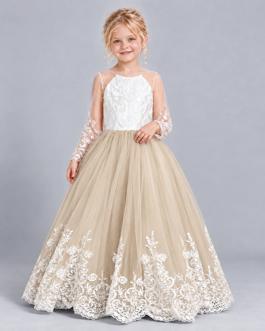 Champagne Ball Gown Girls Formal Dress Front
