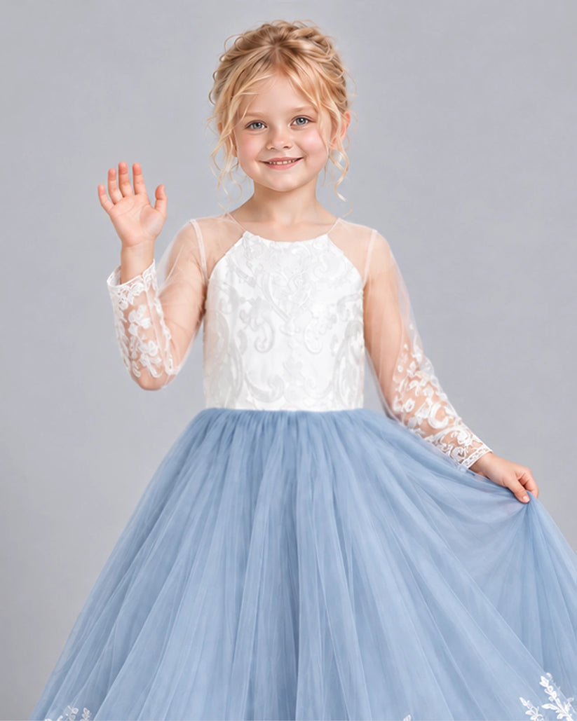 Dusty Blue Ball Gown Girls Formal Dress Detail [Shared]