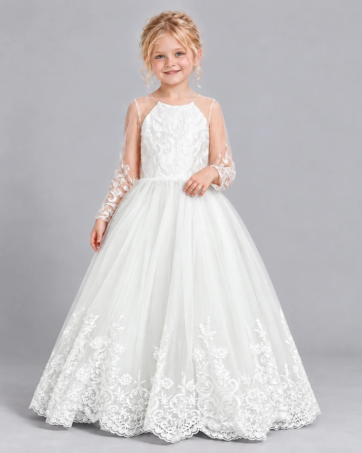 Ivory Ball Gown Girls Formal Dress Front