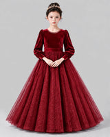 Burgundy Ball Gown Girls Formal Dress Front