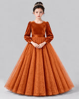Burnt Orange Ball Gown Girls Formal Dress Front