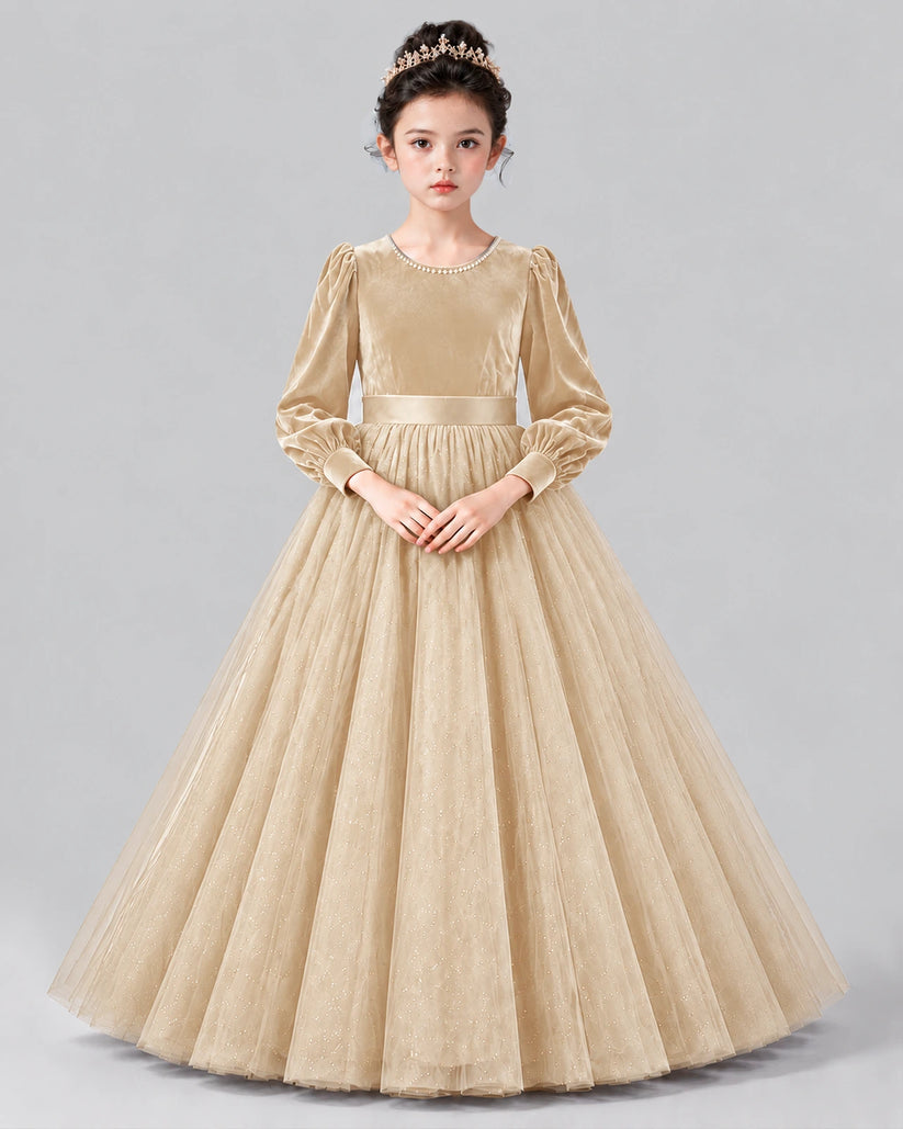 Champagne Ball Gown Girls Formal Dress Front
