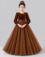 Chocolate Ball Gown Girls Formal Dress Front