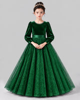 Dark Green Ball Gown Girls Formal Dress Front